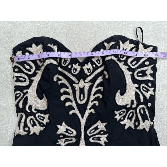 French Connection: UK Delicious Demask Dress Black Beaded Strapless Mini Dress - Picture 8 of 15